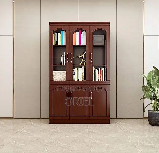 Office Cabinet : Wooden 3-Door Mahogany Cabinet