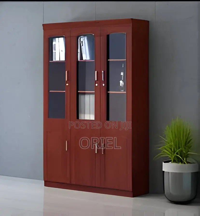 Office Cabinet : Wooden 3-Door Mahogany Cabinet