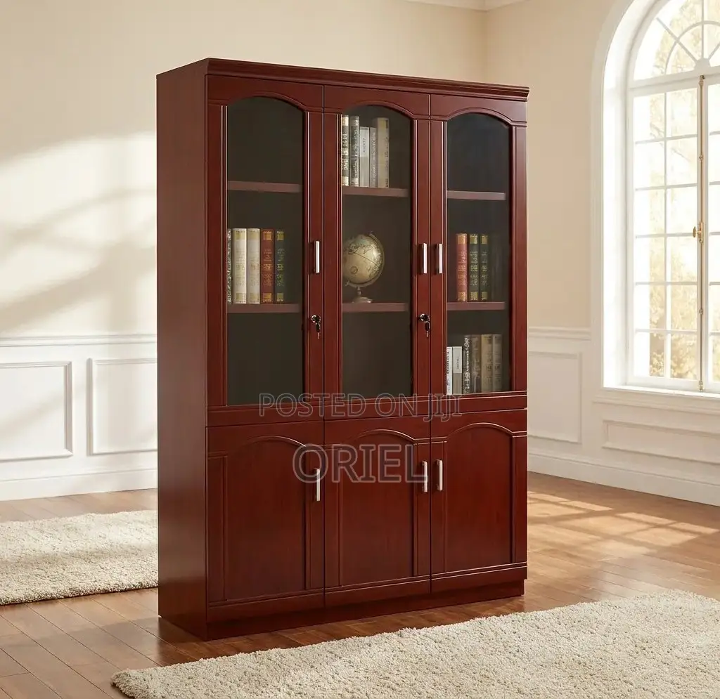Office Cabinet : Wooden 3-Door Mahogany Cabinet