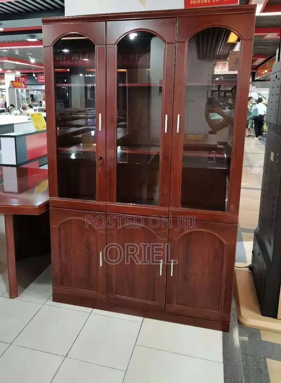 Office Cabinet : Wooden 3-Door Mahogany Cabinet