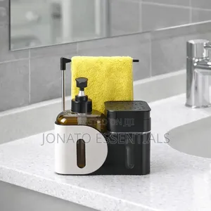 3-in-1 Kitchen Sink Organizer Soap Dispenser - Modern Space Saver