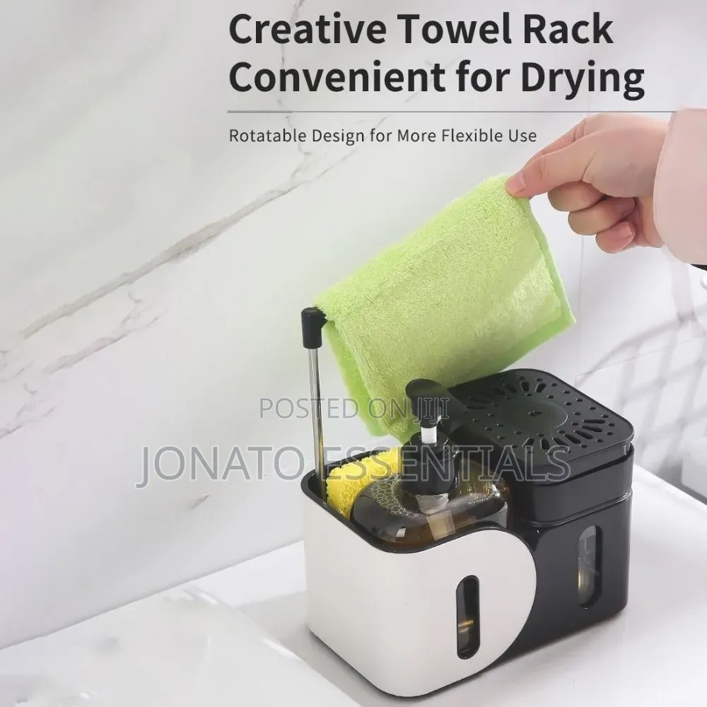 3-in-1 Kitchen Sink Organizer Soap Dispenser - Modern Space Saver