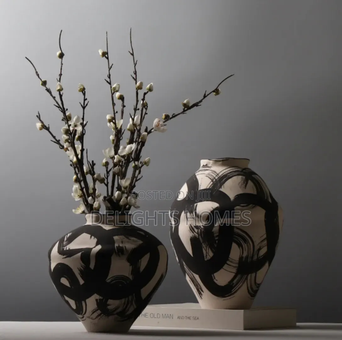 Artistic Black White Vase Set_ex