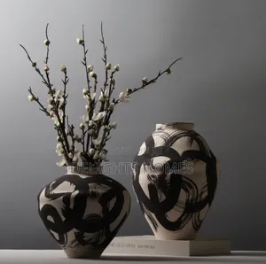 Artistic Black White Vase Set_ex