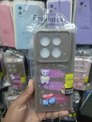 Infinix Note 40 Pro Case Adorned With 3d Bear and Cherry Charms.
