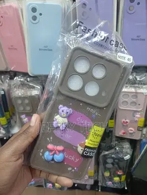 Infinix Note 40 Pro Case Adorned With 3d Bear and Cherry Charms.