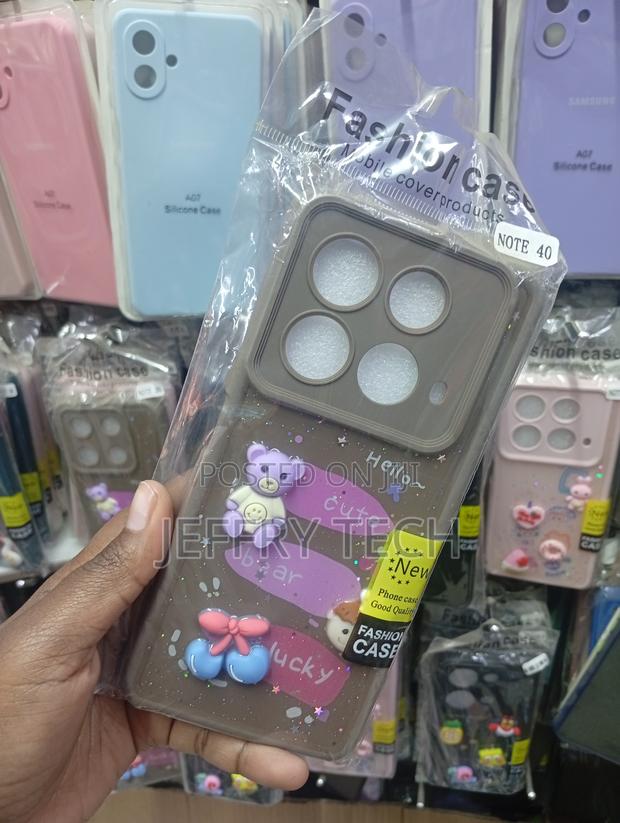 Infinix Note 40 Pro Case Adorned With 3d Bear and Cherry Charms. - thumbnail 2