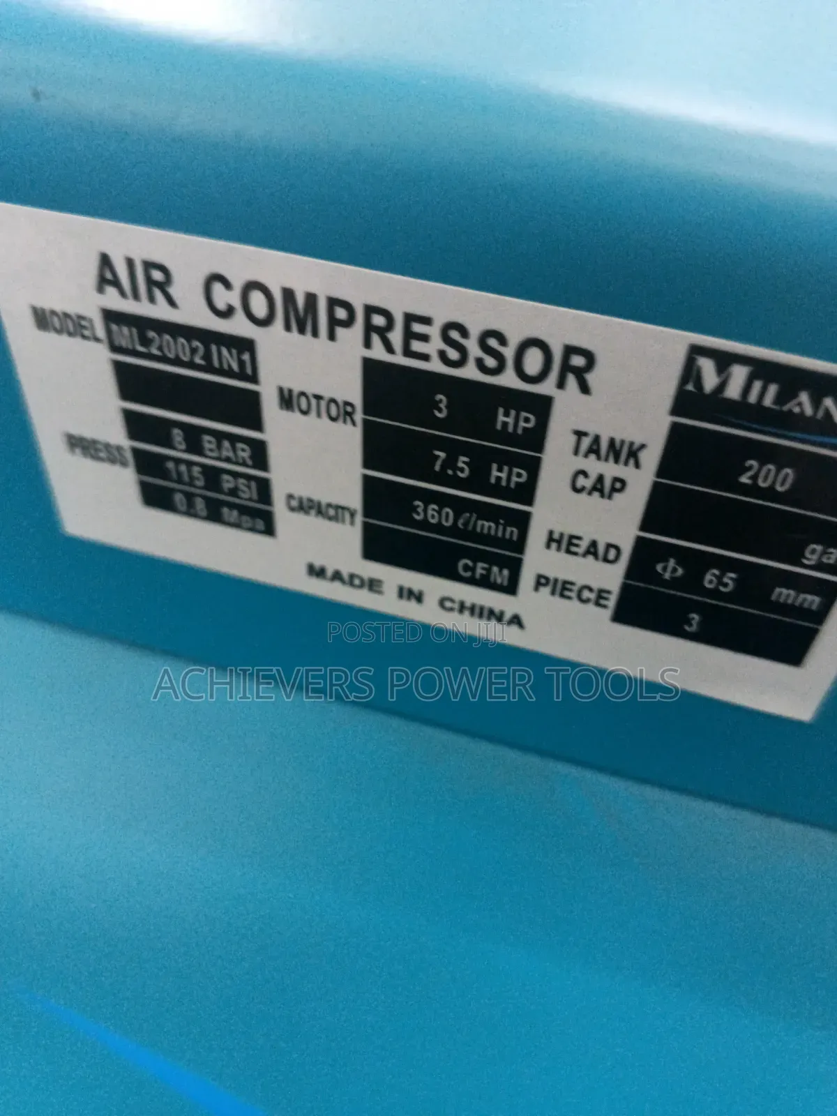 3hp 200l Milano Air Compressor