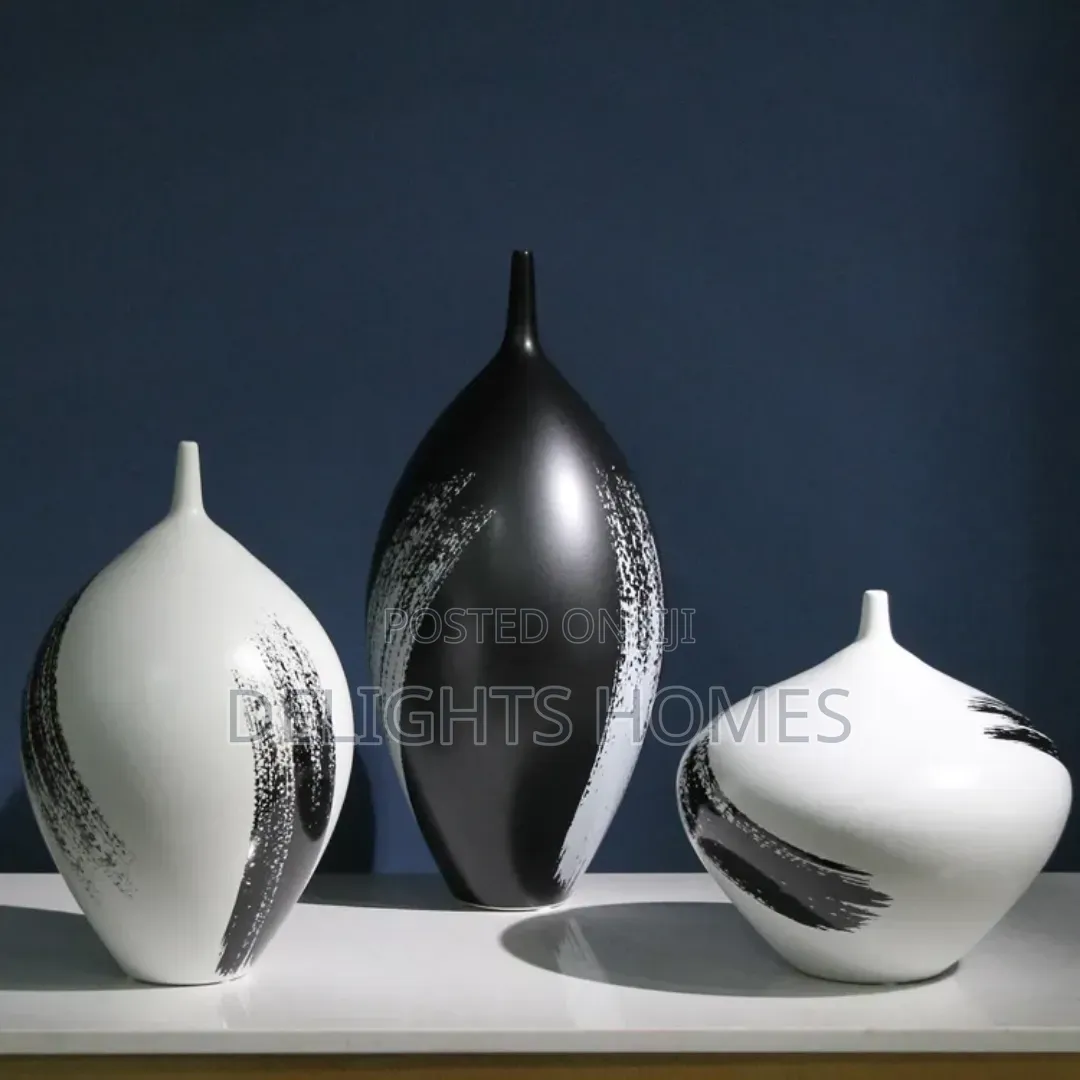 Small Neck Glossy Wave Vase Set_ex