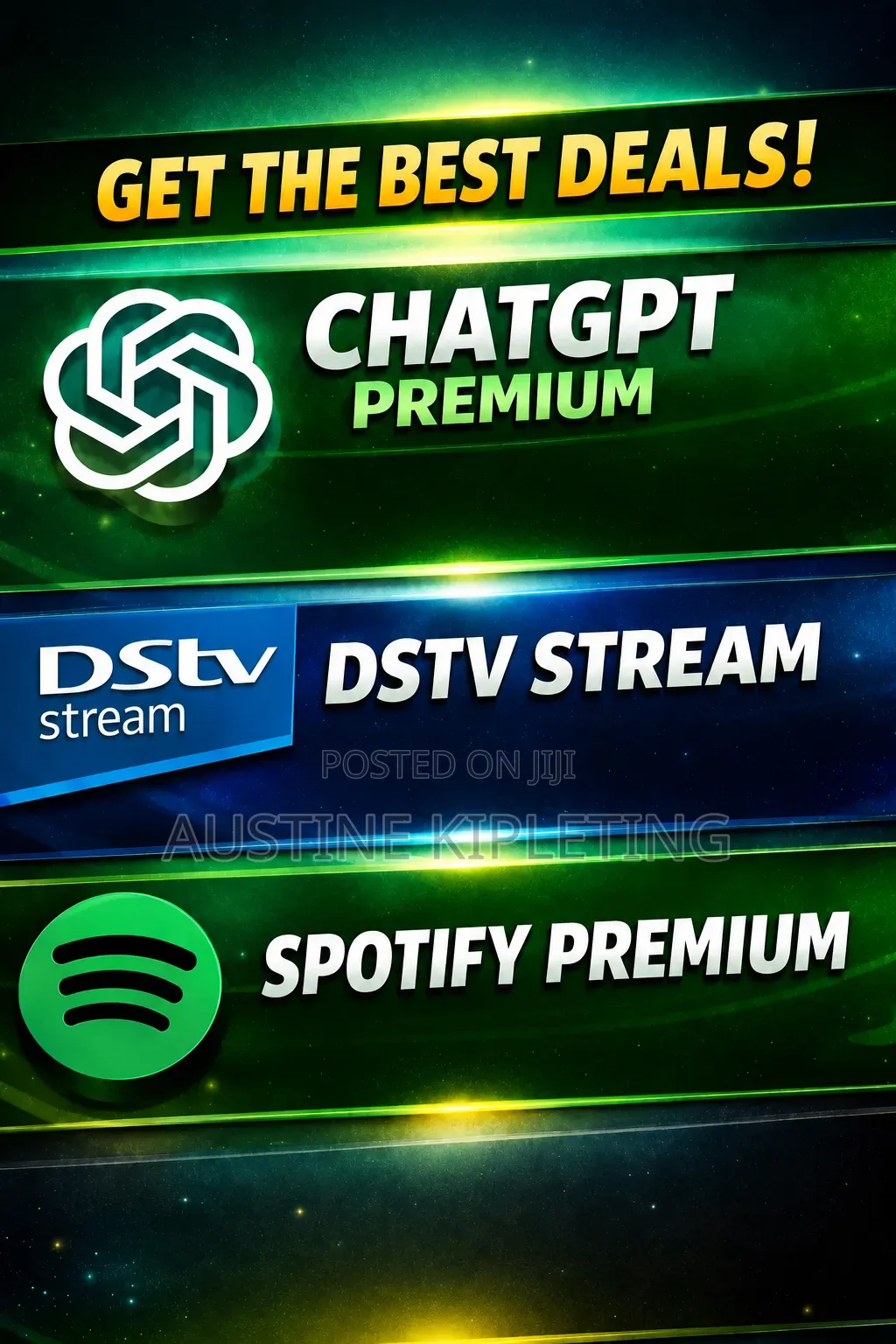 DSTV Stream,Chat Gpt, Spotify