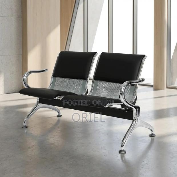 Office Bench 2-Seater Leather Padded Office Reception Waiting Bench - thumbnail 2