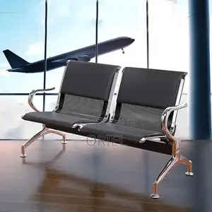 Office Bench 2-Seater Leather Padded Office Reception Waiting Bench