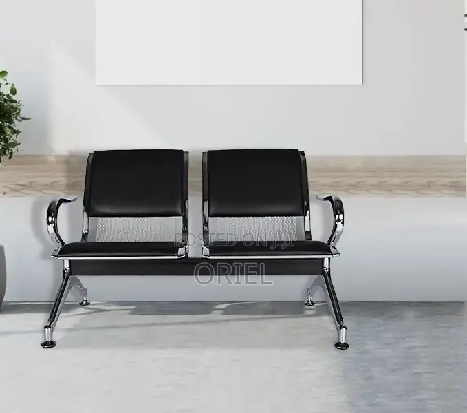 Office Bench 2-Seater Leather Padded Office Reception Waiting Bench