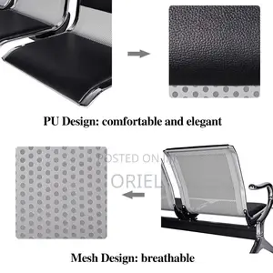 Office Bench 2-Seater Leather Padded Office Reception Waiting Bench