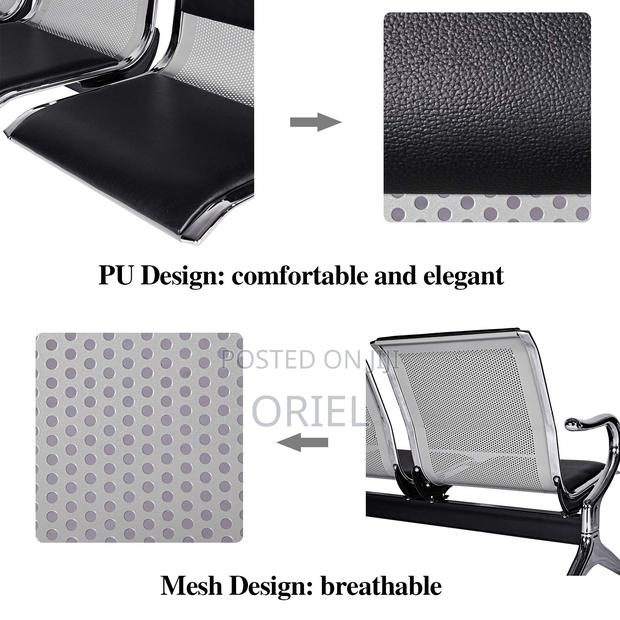 Office Bench 2-Seater Leather Padded Office Reception Waiting Bench - thumbnail 5