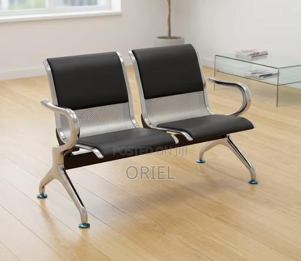 Office Bench 2-Seater Leather Padded Office Reception Waiting Bench - thumbnail 8