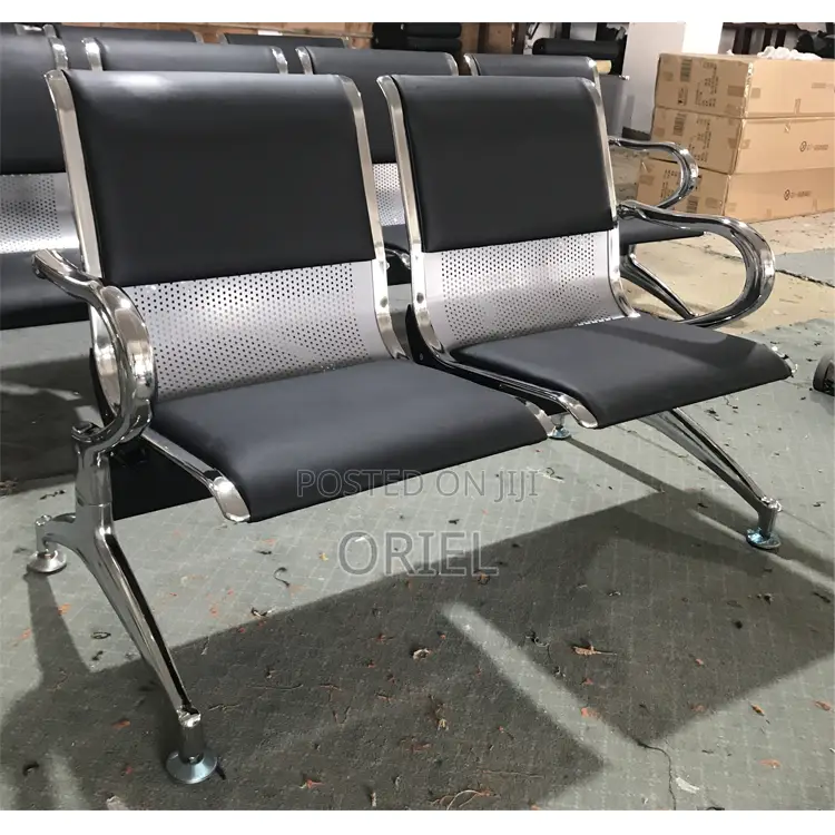 Office Bench 2-Seater Leather Padded Office Reception Waiting Bench
