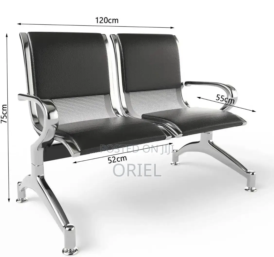 Office Bench 2-Seater Leather Padded Office Reception Waiting Bench