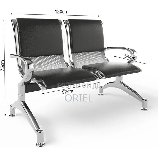 Office Bench 2-Seater Leather Padded Office Reception Waiting Bench - thumbnail 10