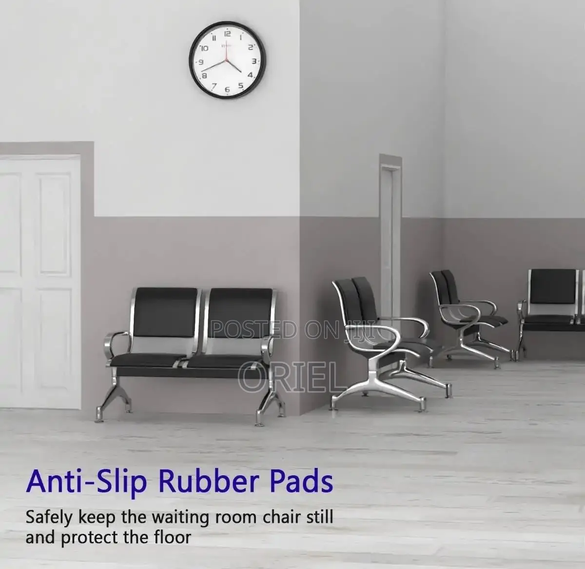 Office Bench 2-Seater Leather Padded Office Reception Waiting Bench