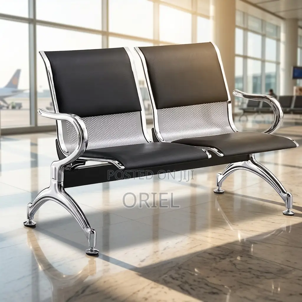 Office Bench 2-Seater Leather Padded Office Reception Waiting Bench