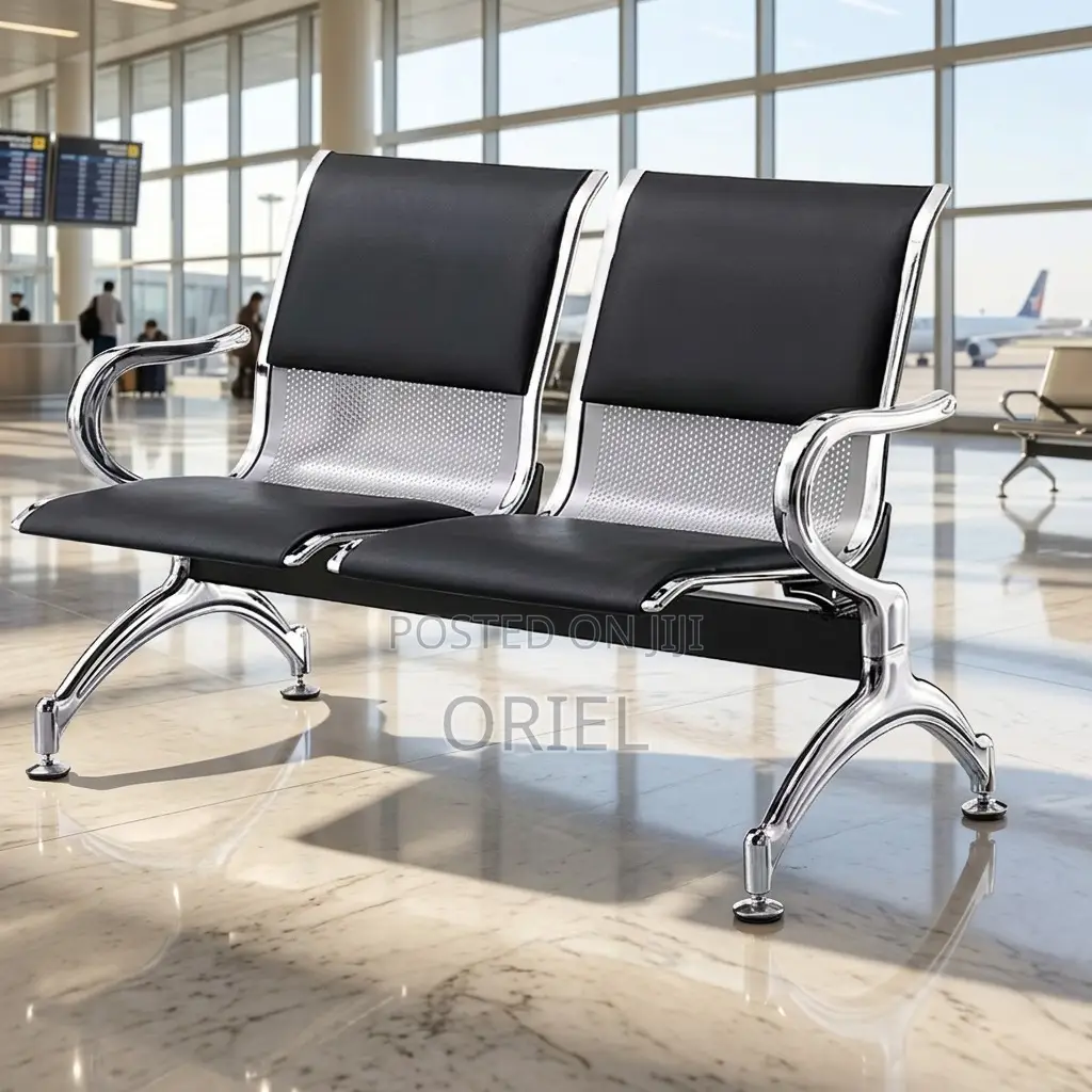 Office Bench 2-Seater Leather Padded Office Reception Waiting Bench
