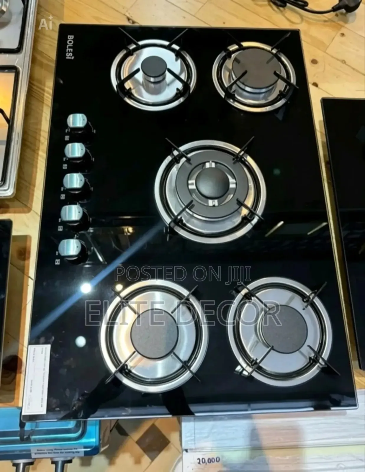 Bolesi Inbuilt 5 Burner Full Gas Tempered Glass Cooker