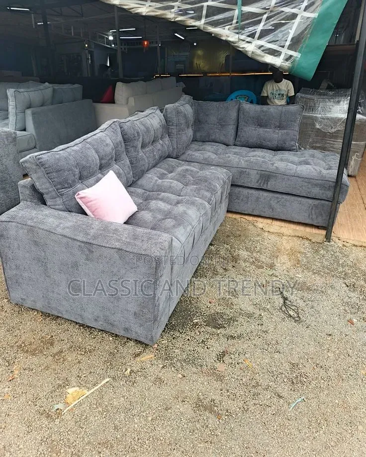 7 Seater Luxurious Grey L-Shaped Sofa
