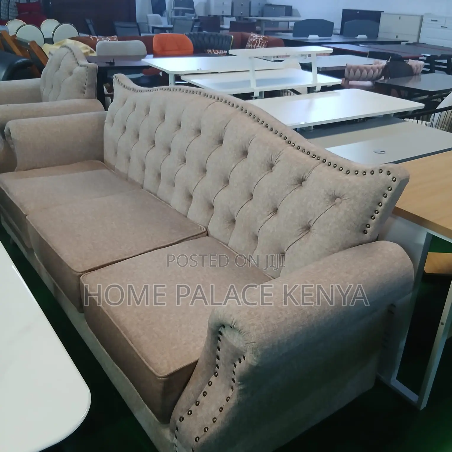 Home Sofa: 7 Seater High Grade Soft Sofa With Rivet Detail