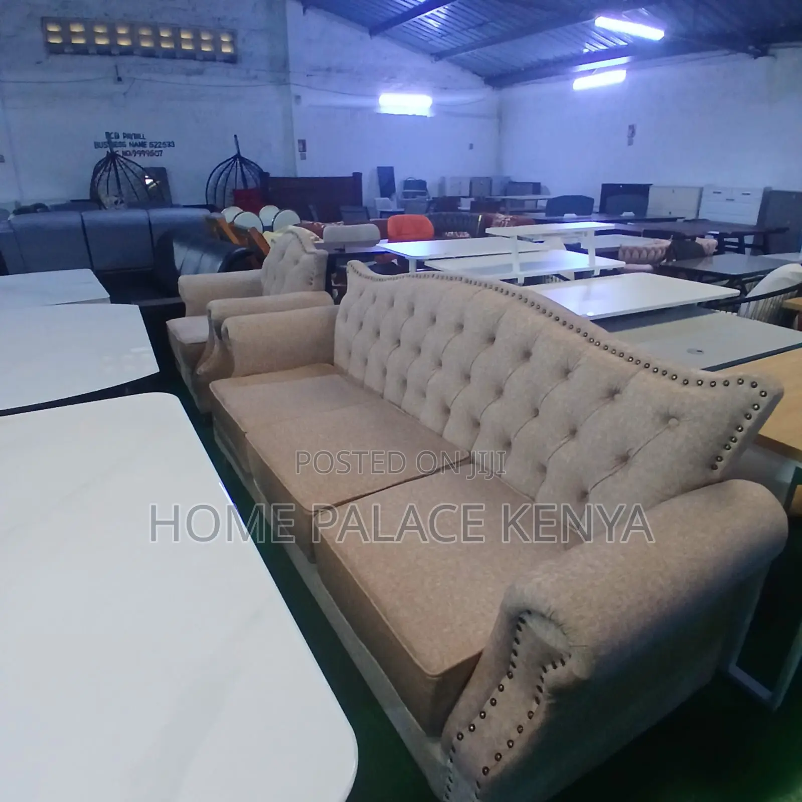 Home Sofa: 7 Seater High Grade Soft Sofa With Rivet Detail