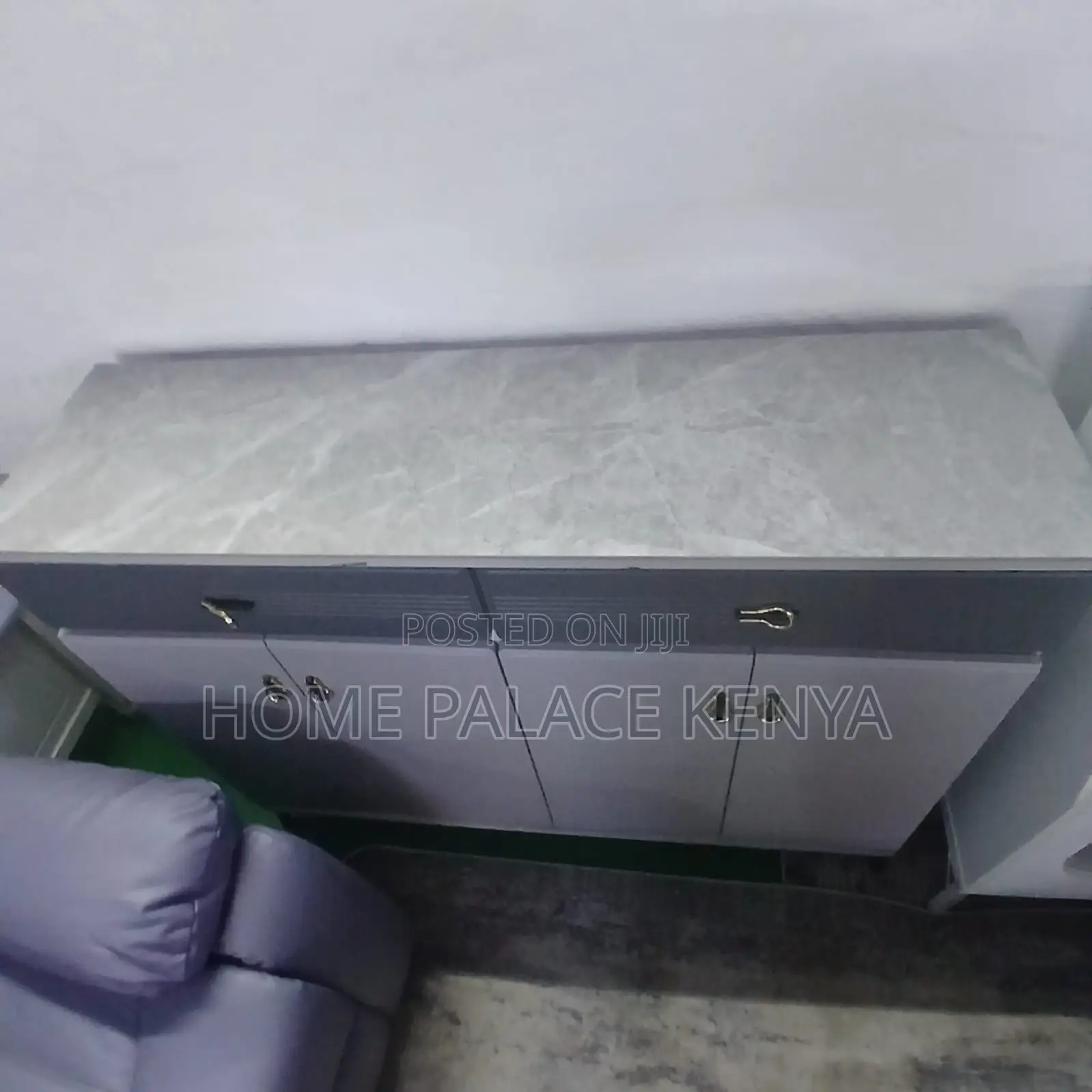 Home Console: Glossy 4 Door Two Toned Buffet Cabinet With Grey