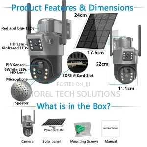 Solar Outdoor Security Camera Dual-Lens ,Tracking Color Night Vision