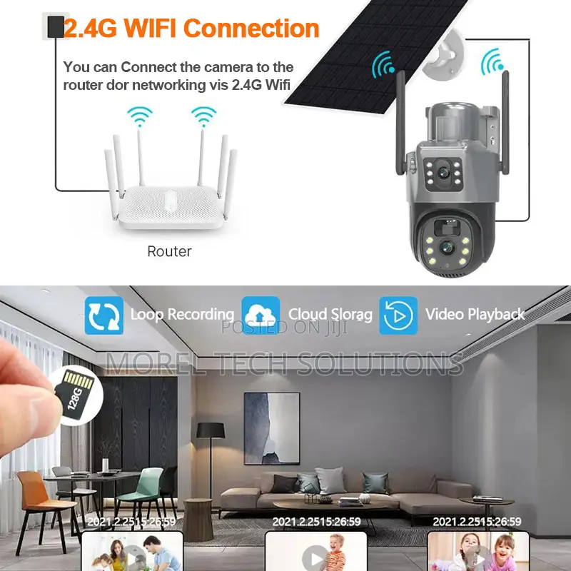 Solar Outdoor Security Camera Dual-Lens ,Tracking Color Night Vision