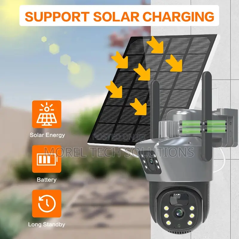Solar Outdoor Security Camera Dual-Lens ,Tracking Color Night Vision