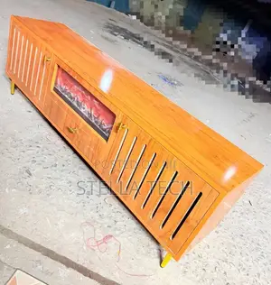 Modern Executive Tv Stand With a Functional Fire Place