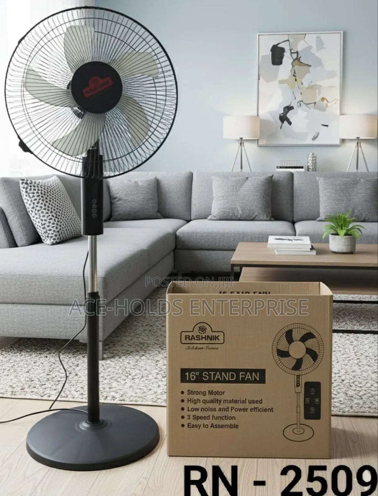 Rashnik Standing Floor Fan With Remote - 16" Inches Blade