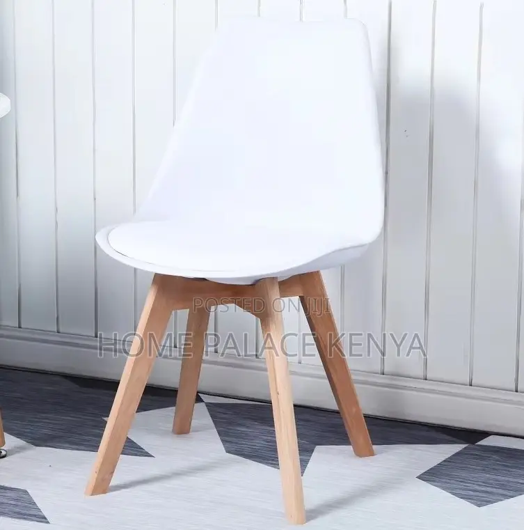 Dining Chair: Soft Cushion Plastic Chair With Wooden Legs
