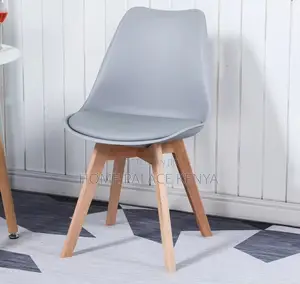 Dining Chair: Soft Cushion Plastic Chair With Wooden Legs