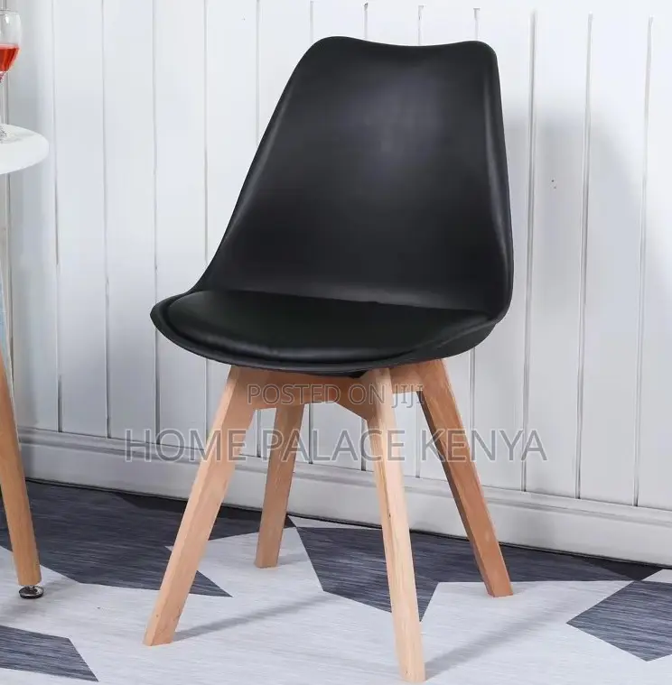 Dining Chair: Soft Cushion Plastic Chair With Wooden Legs