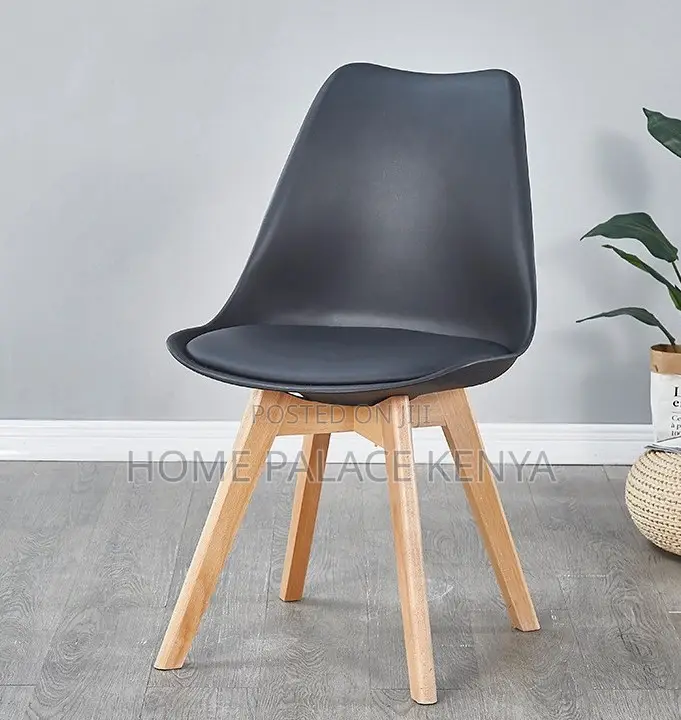 Dining Chair: Soft Cushion Plastic Chair With Wooden Legs