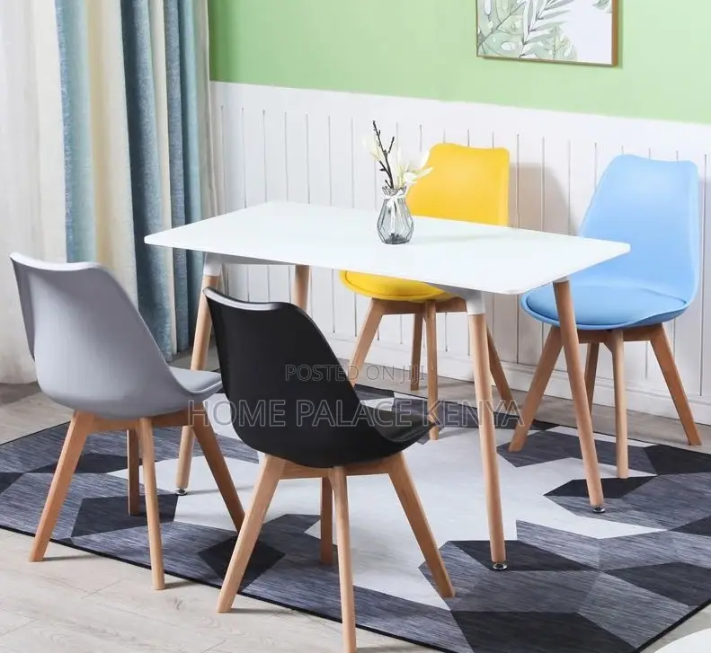 Dining Chair: Soft Cushion Plastic Chair With Wooden Legs