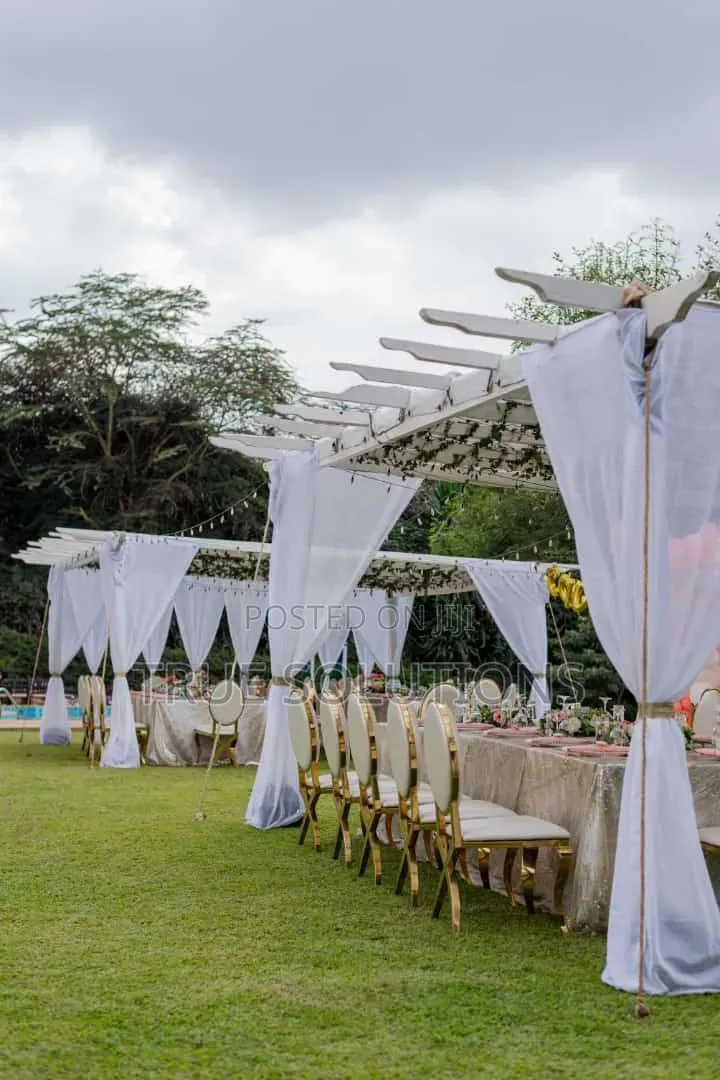 White and Brown Wooden Pergola Tents for Hire