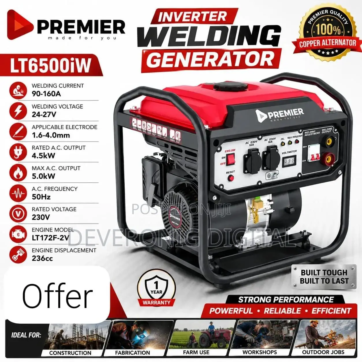 Premier Lt6500iw Inverter Welding Generator