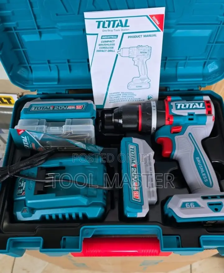 Total 20v Brushless Cordless Impact Drill Kit