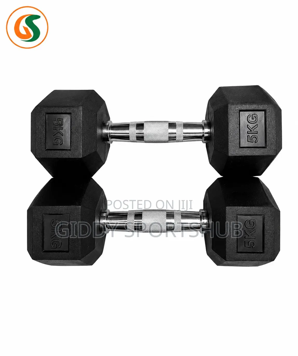 5kg Rubber Hex Dumbbell Pair