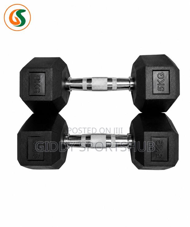 5kg Rubber Hex Dumbbell Pair