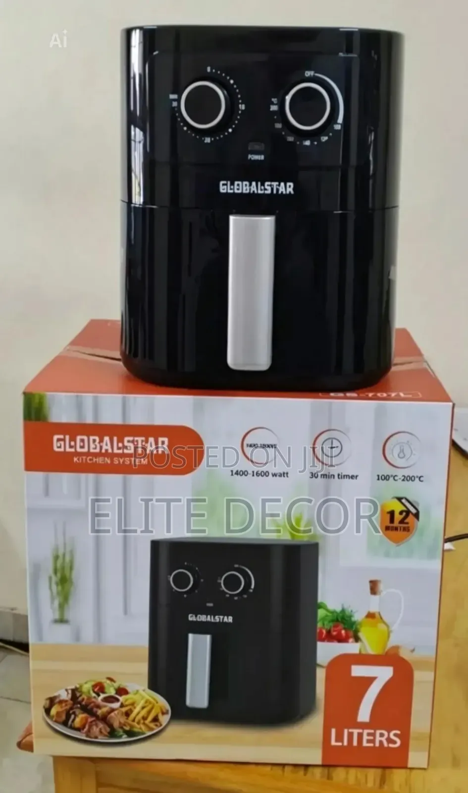 7 Litres Globalstar Airfryer Digital Air Fryer With Nob
