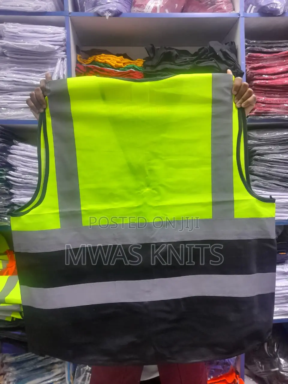 Lime Green Black Reflector With Zip And Pocket