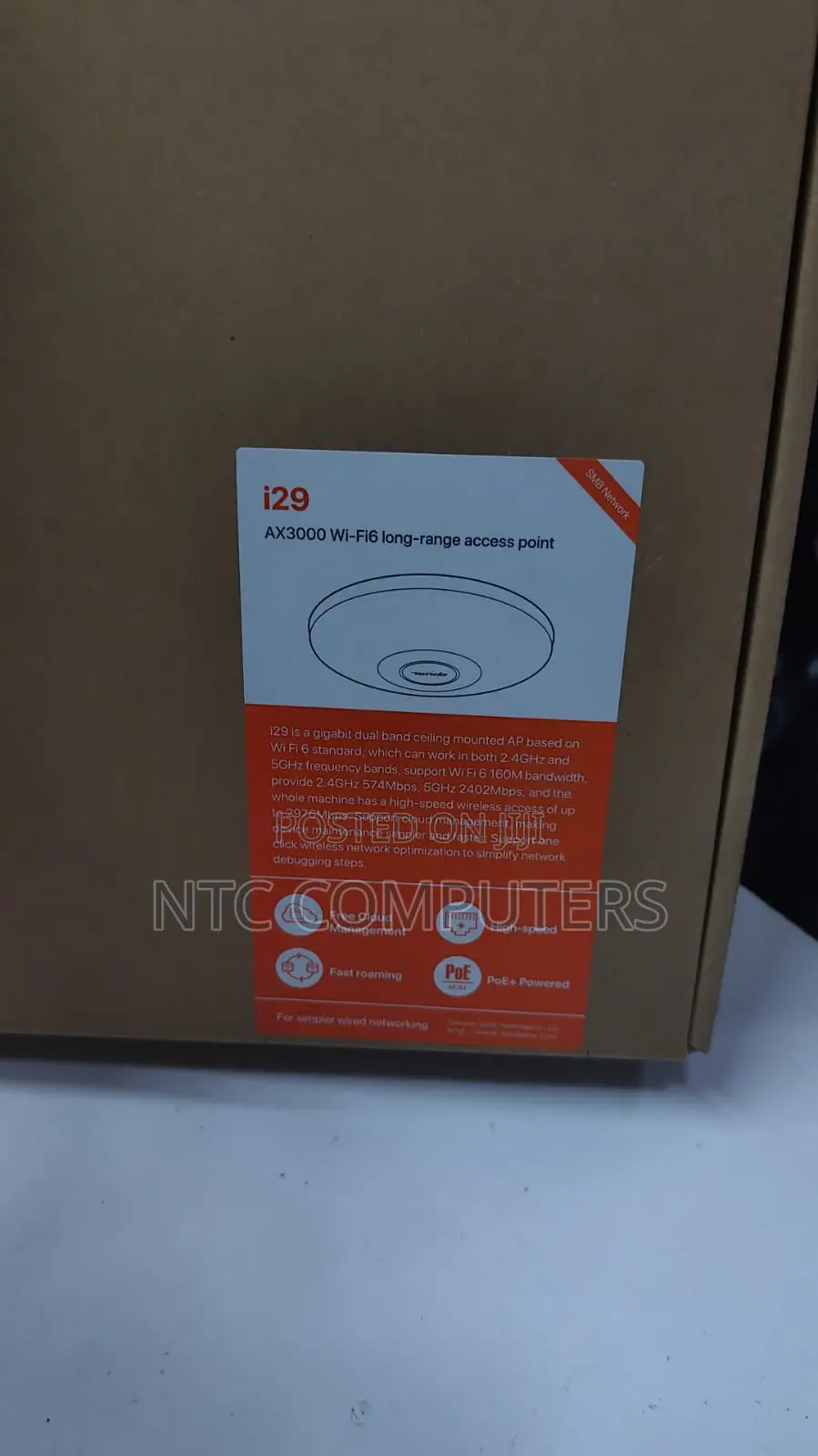 Tenda I29 Ax3000 Wi-Fi 6 Ceiling Access Point, Gigabit Ethernet Port