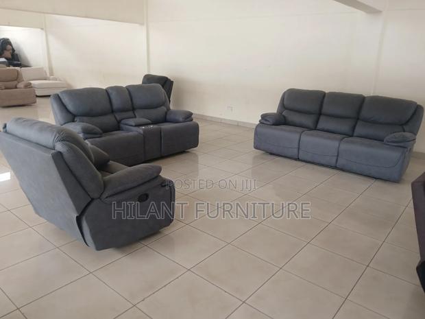 Gray King-Size Six-Seater Recliner Sofa - thumbnail 2